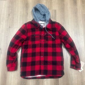 Levi's Men's Plaid Sherpa Lined Hooded Shirt Jacket